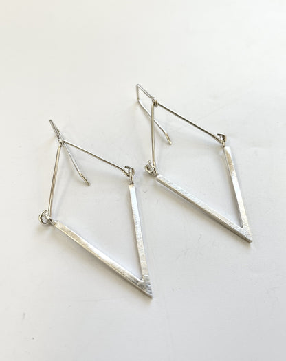 Silver Large V Shape Earrings