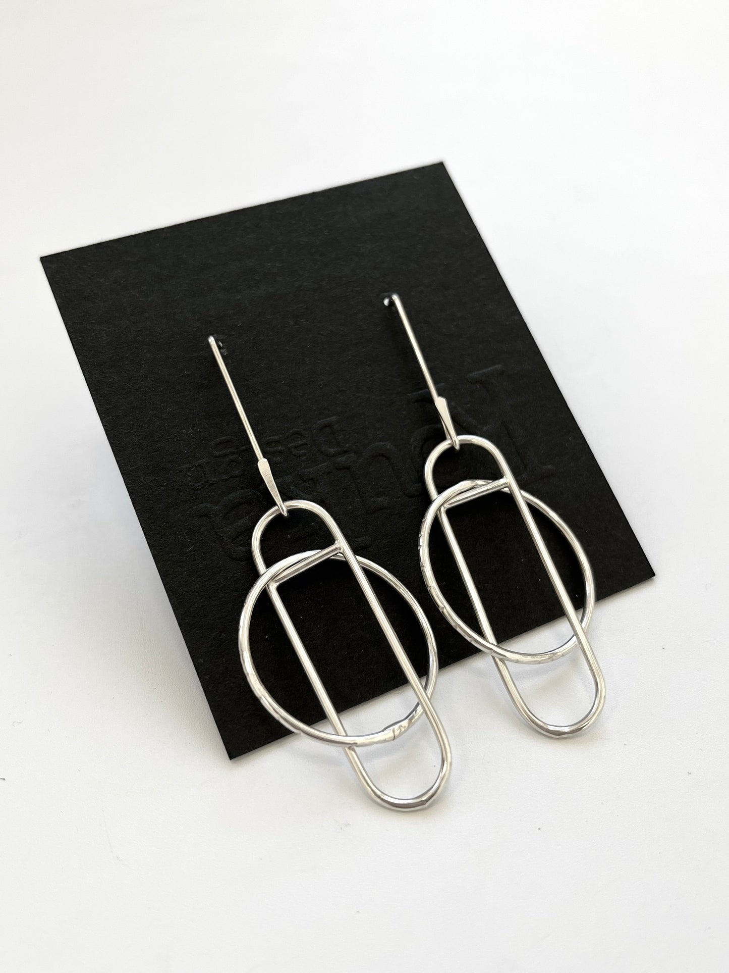 Silver Dangle Hoop + Oval Earrings