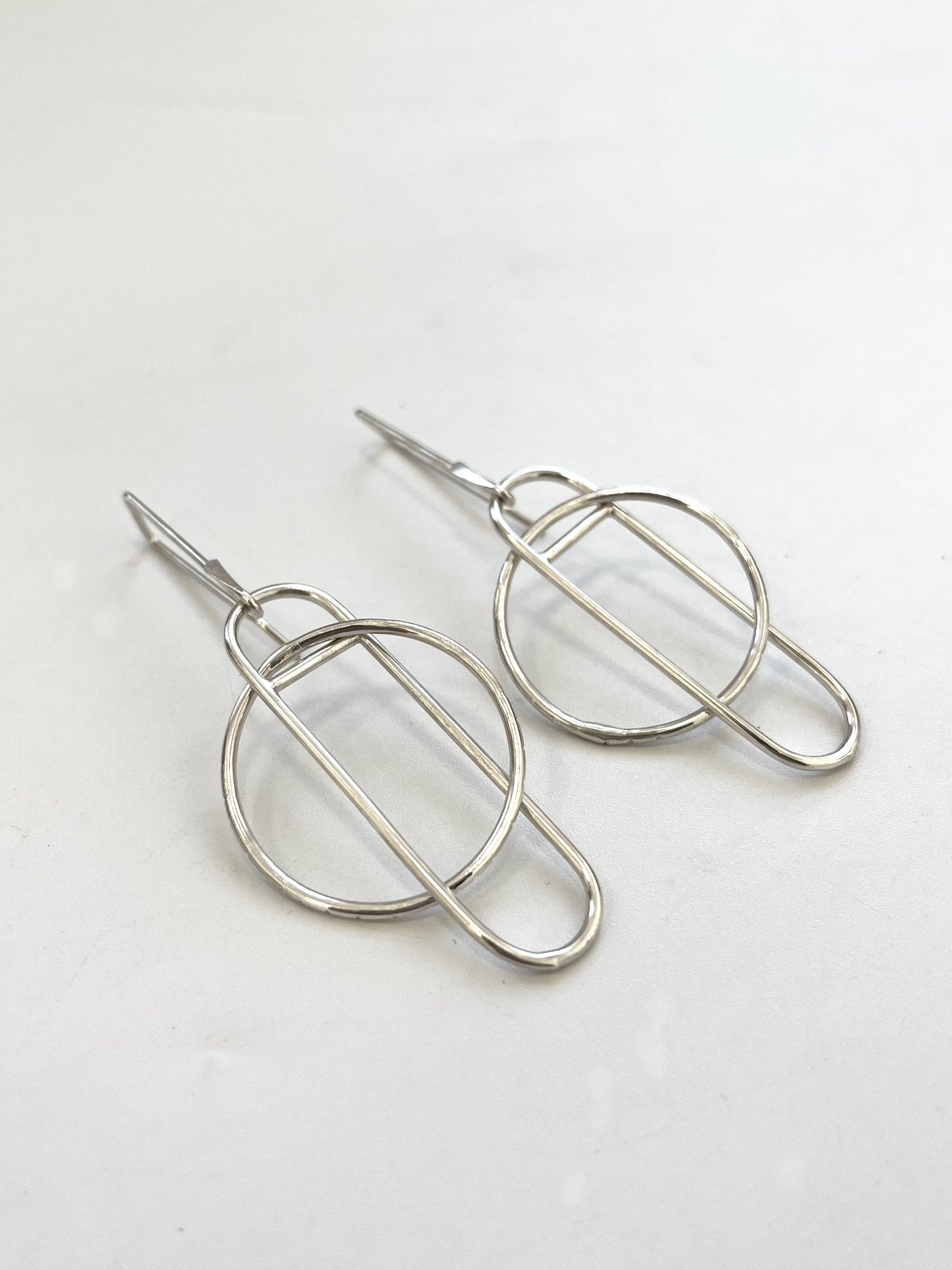 Silver Dangle Hoop + Oval Earrings