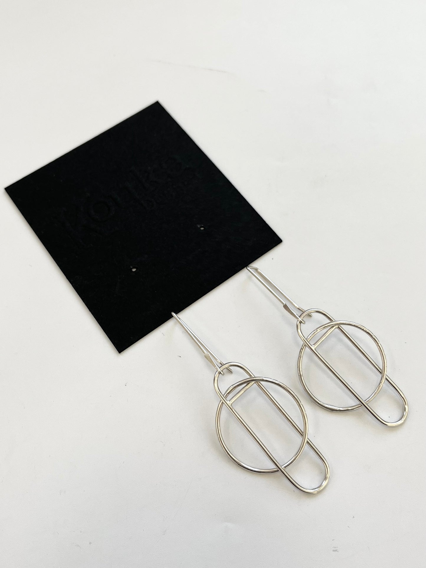 Silver Dangle Hoop + Oval Earrings