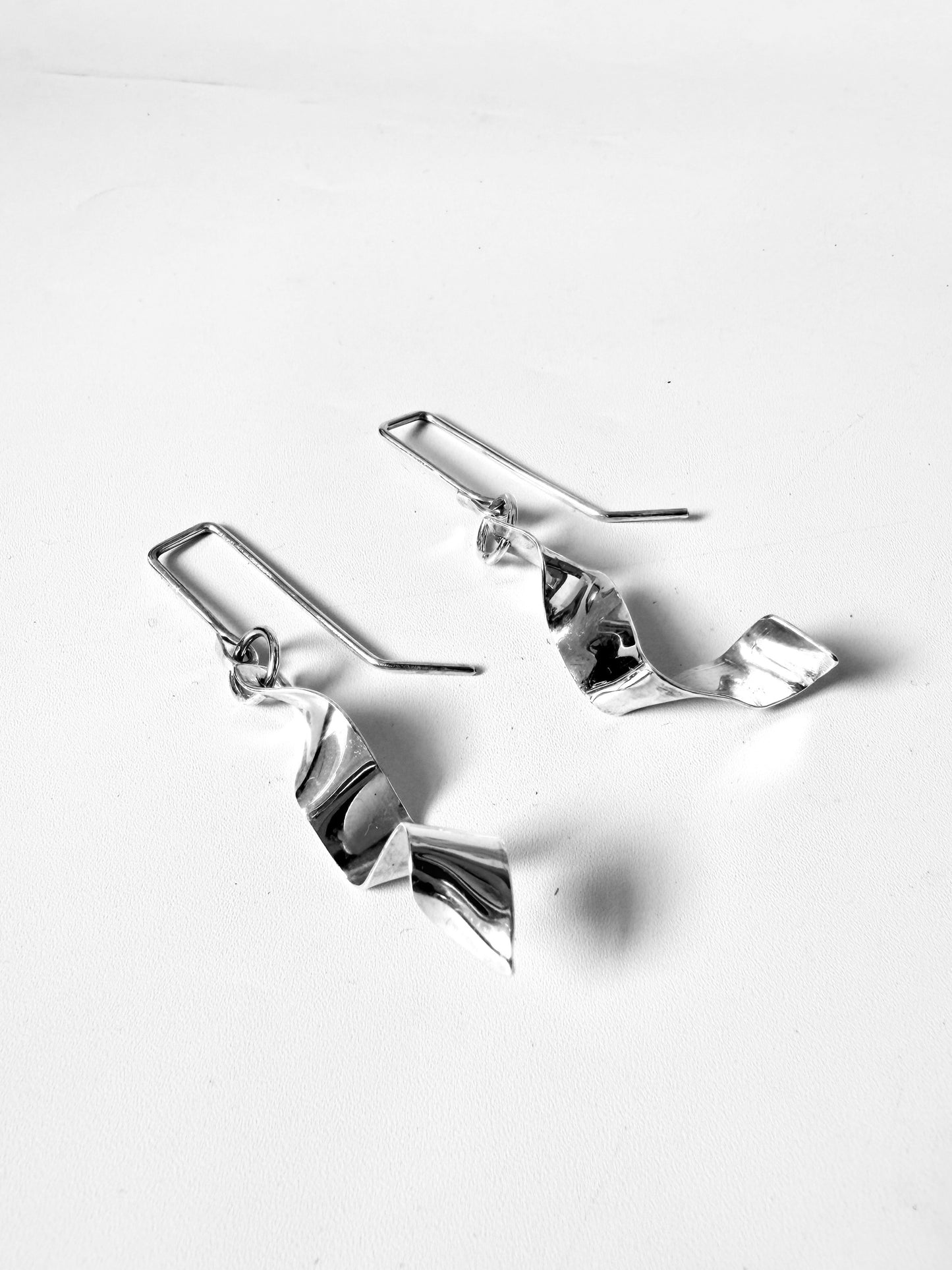 Silver Ribbon Earrings