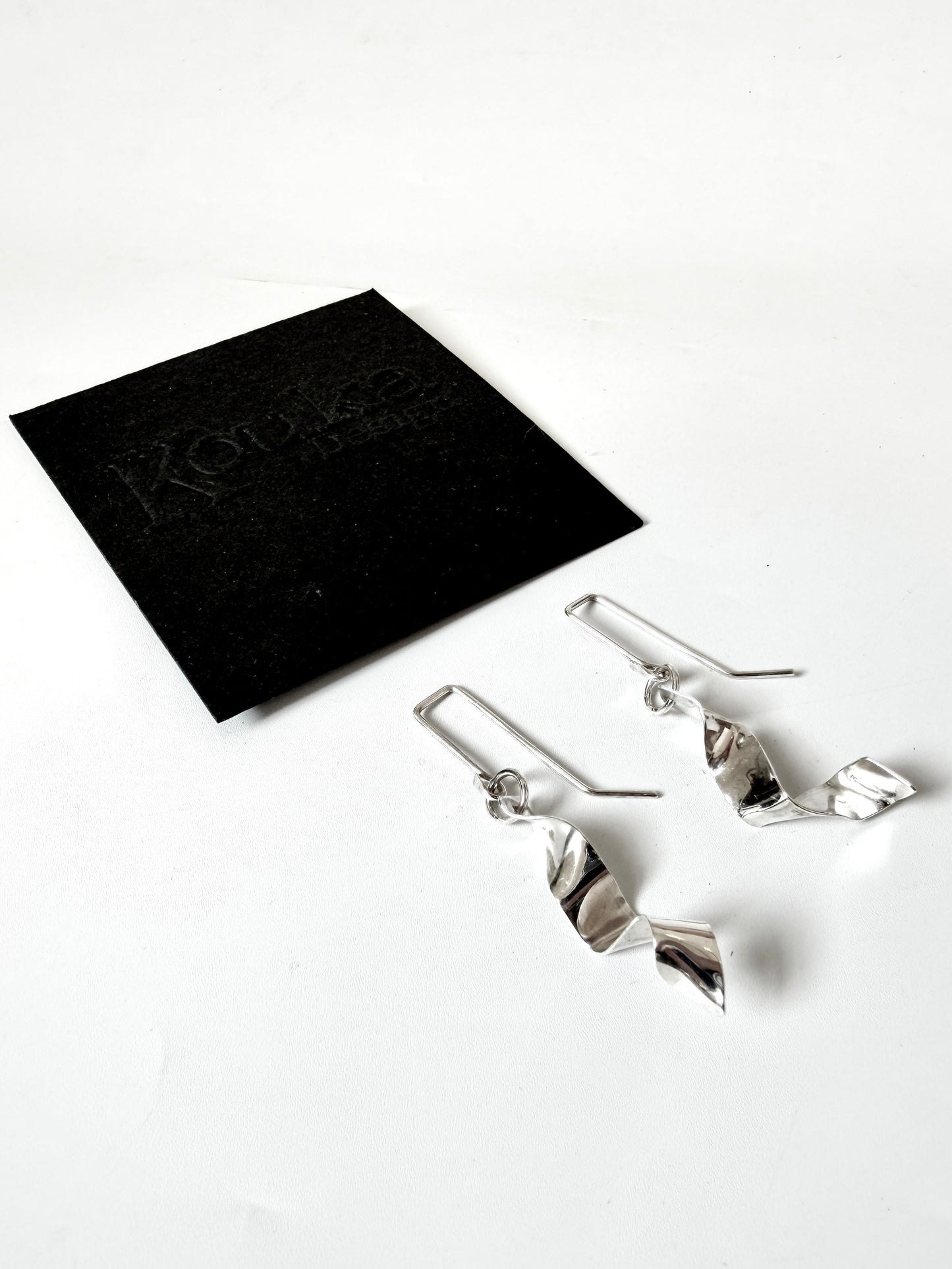 Silver Ribbon Earrings
