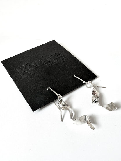 Silver Ribbon Earrings