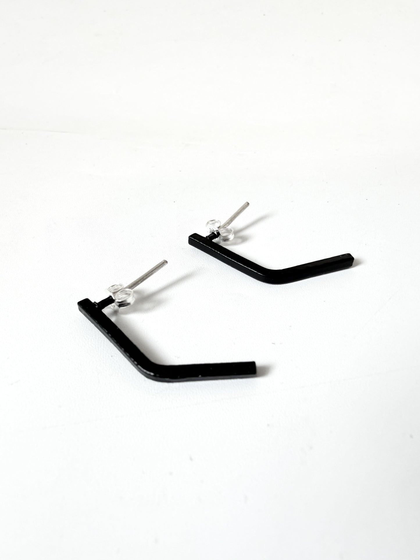 Black Small Bent Earrings