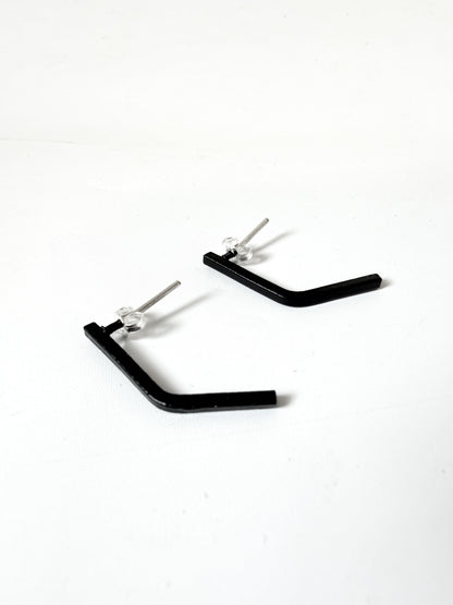Black Small Bent Earrings