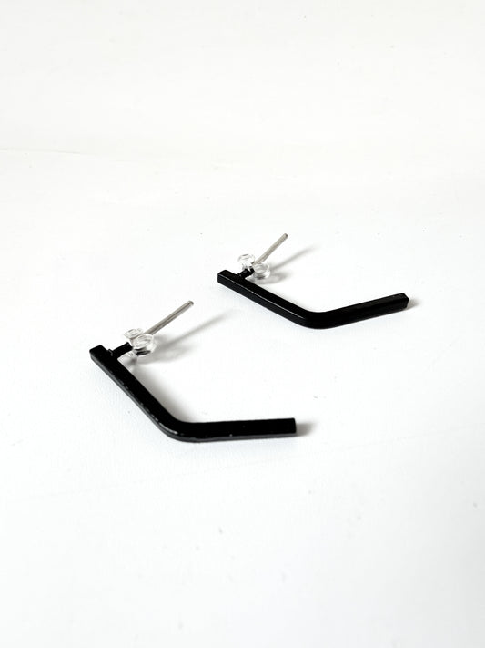 Black Small Bent Earrings