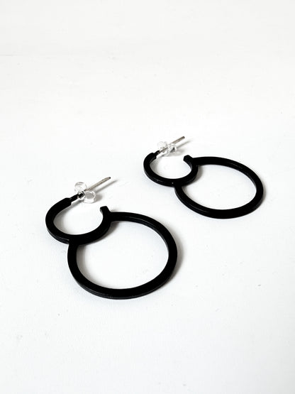 Black Double Circle Earrings