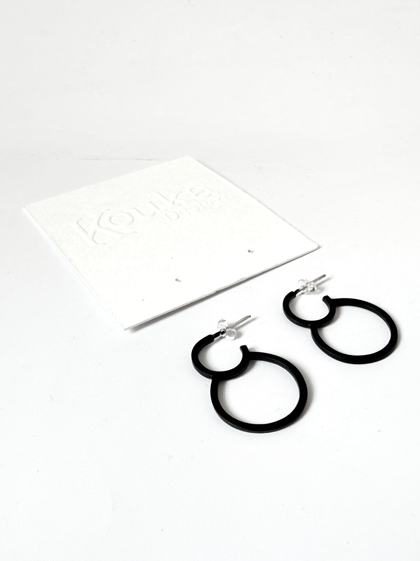 Black Double Circle Earrings