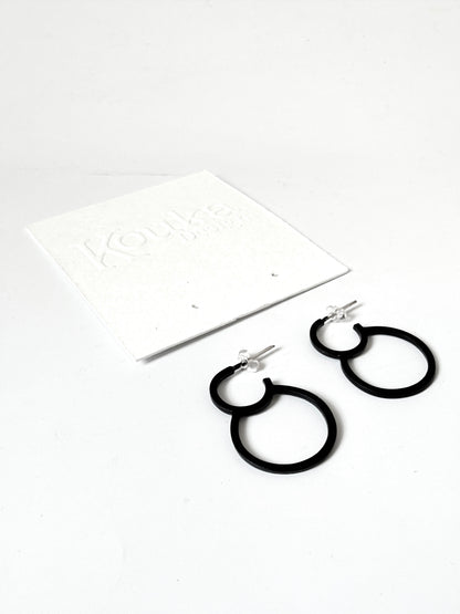 Black Double Circle Earrings
