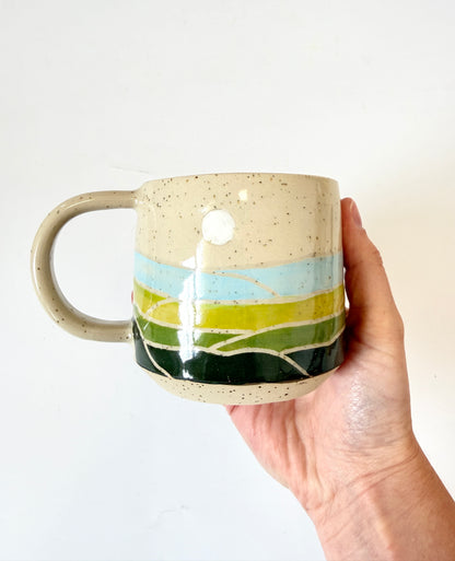 Ceramic Landscape Mug - Green & Blue