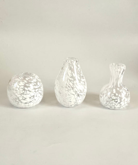 Handblown Glass Diffuser/Vase - Speckled white