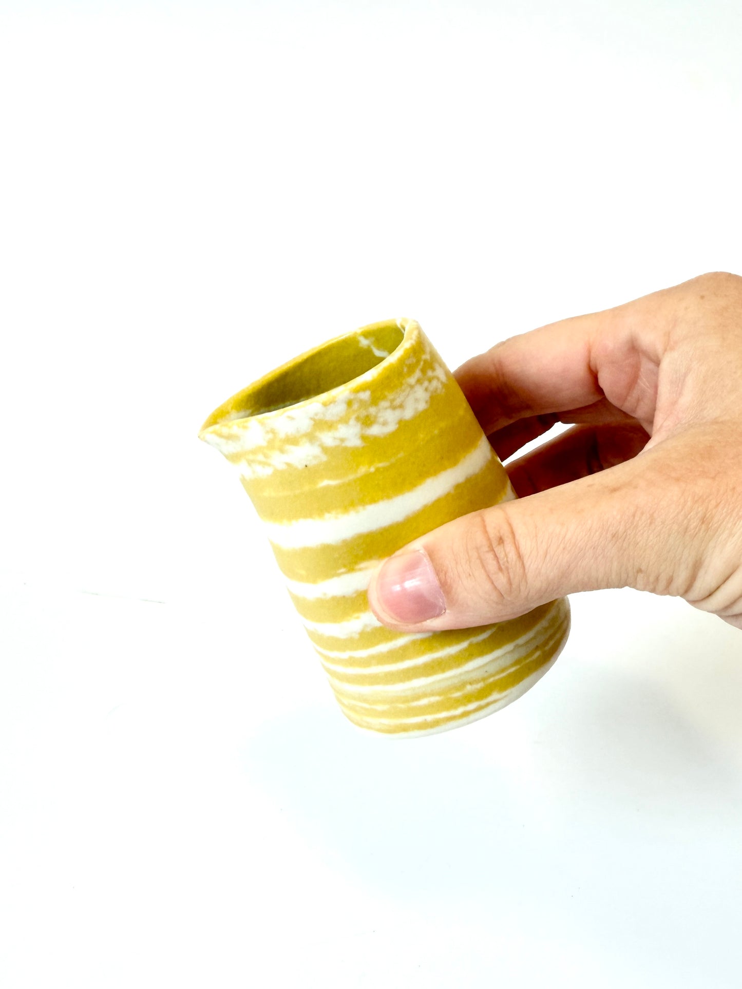 Ceramic Nerikomi Pourer - Small - Mustard Stripe