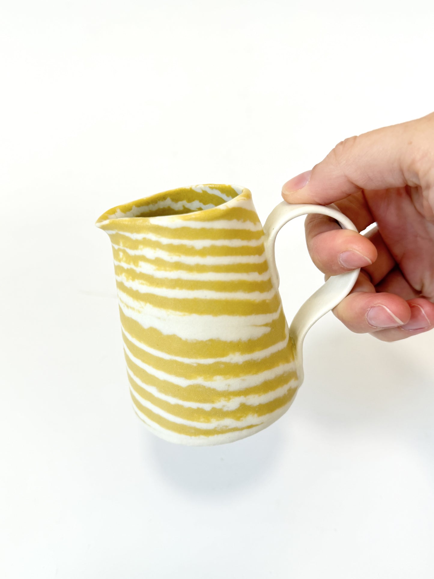 Ceramic Nerikomi Jug - Small - Mustard Stripe