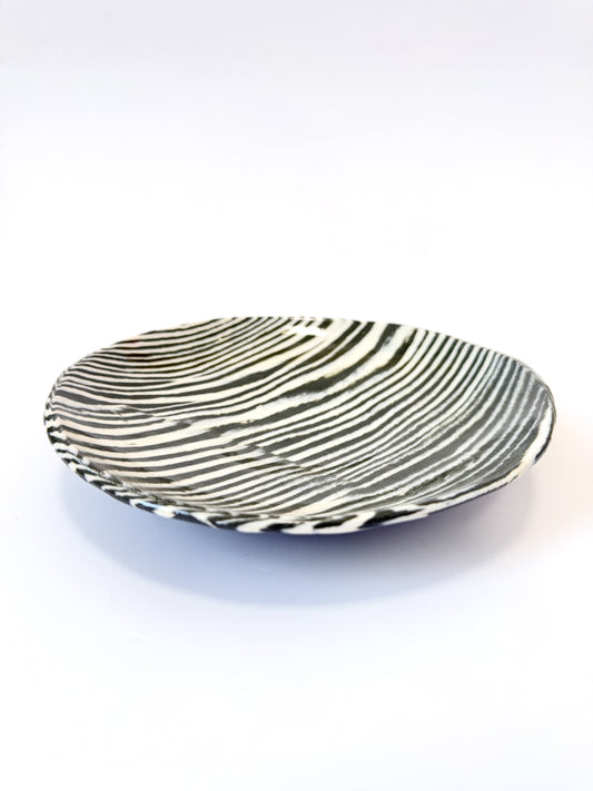 Ceramic Nerikomi Statement Dish - Dark Green Stripe