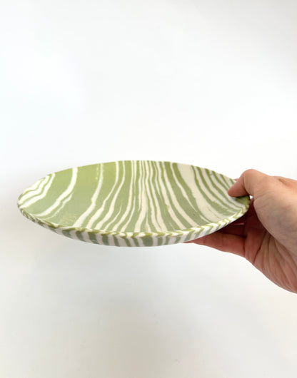Ceramic Nerikomi Statement Dish - Light Green Stripe