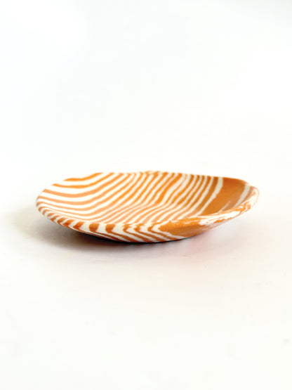 Ceramic Nerikomi Flat Dish - Orange Stripe