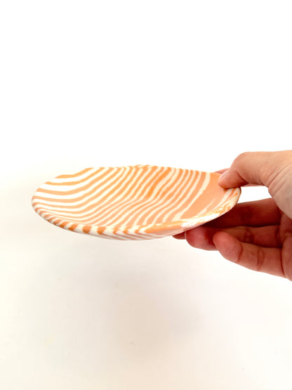 Ceramic Nerikomi Flat Dish - Orange Stripe