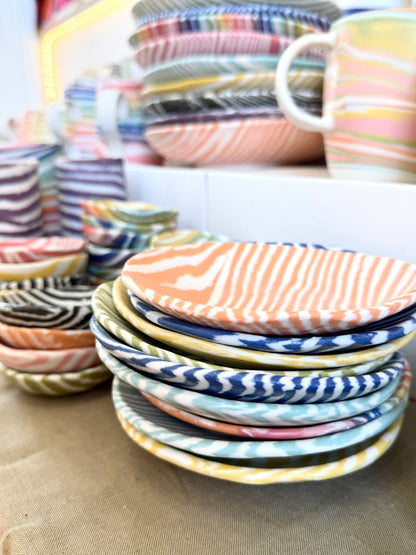 Ceramic Nerikomi Flat Dish - Orange Stripe