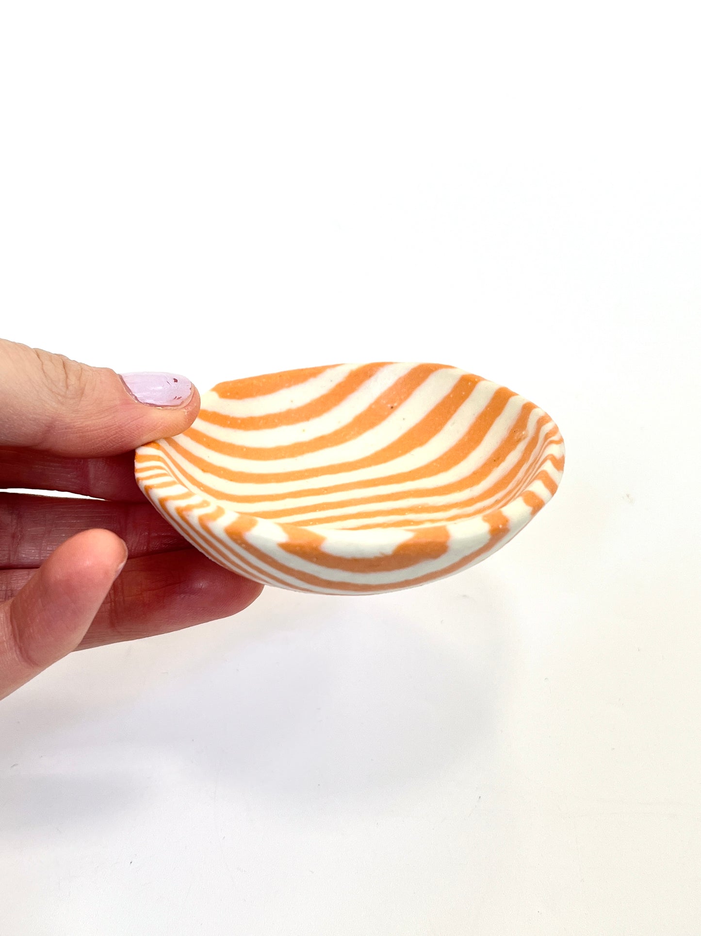 Ceramic Nerikomi Tiny Dish - Orange Stripe