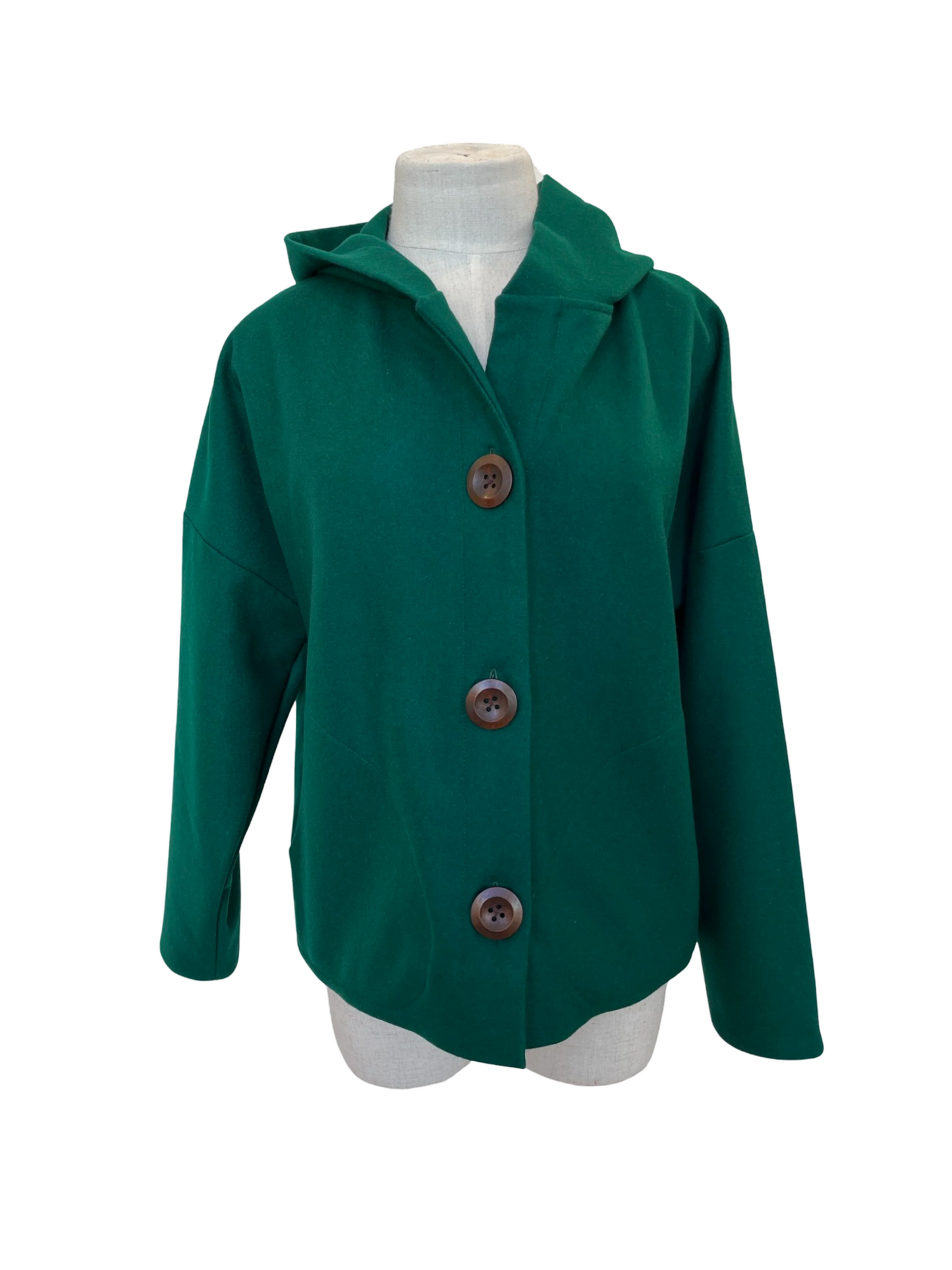 "Ava" Wool Blend Jacket - Forest Green