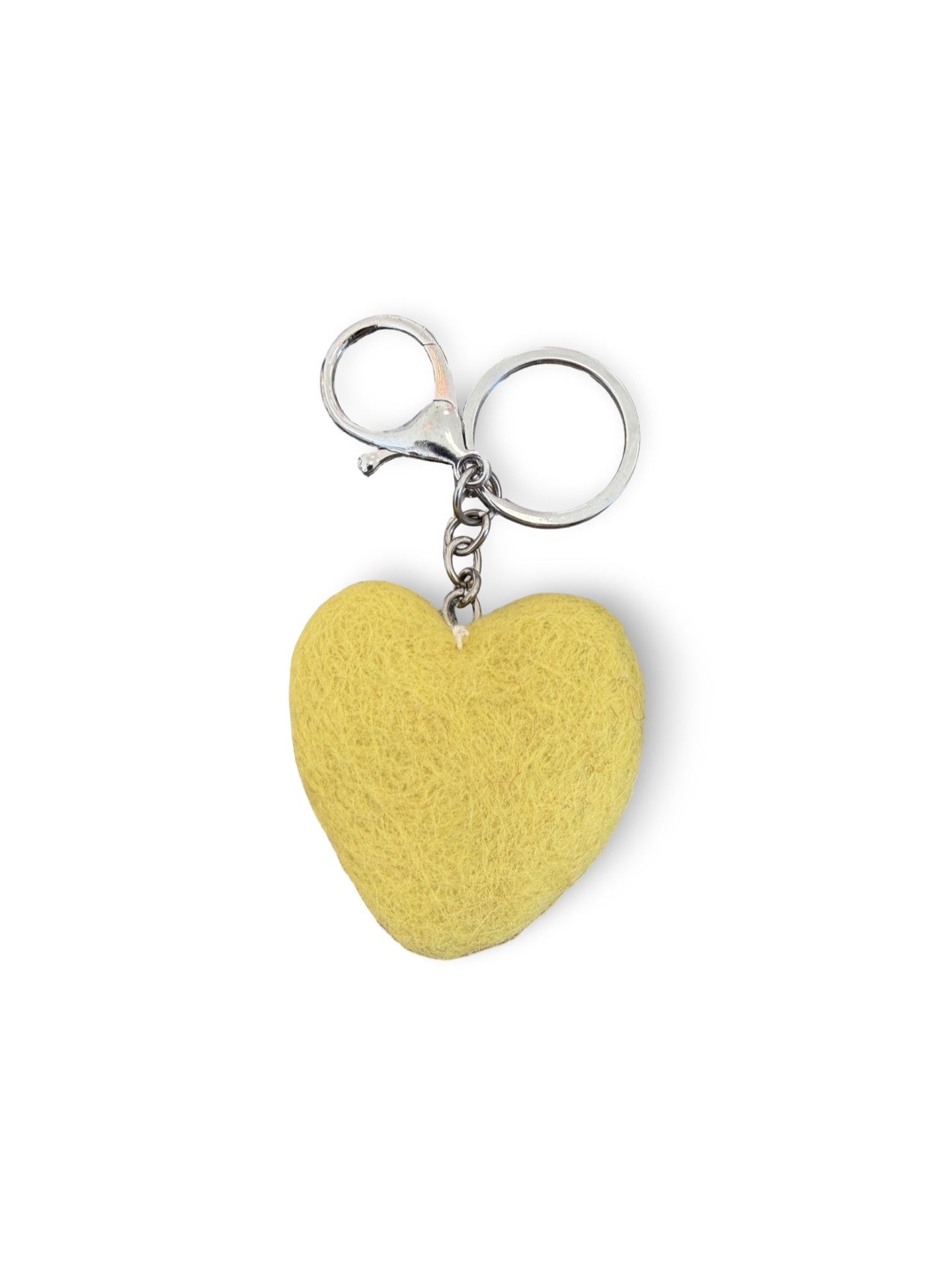 Yellow Heart Felted Wool Keyring/Clip