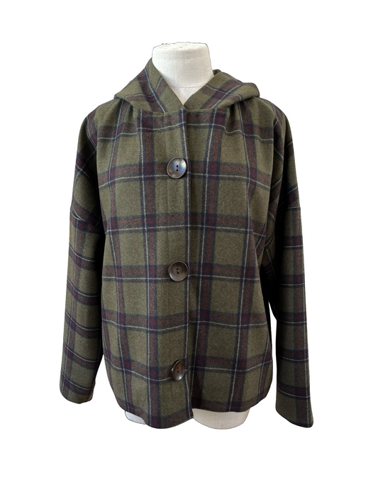 "Ava" Wool Blend Jacket - Green Check
