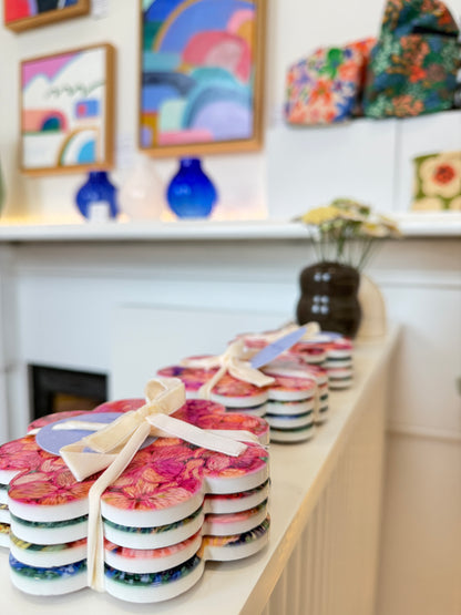 Set of 4 Coasters -  'Meadow' Print by Fleur Woods Art