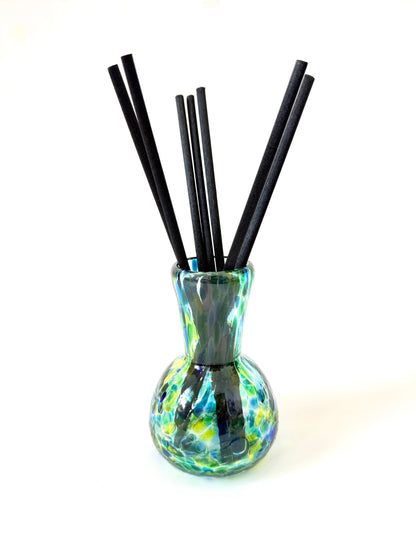 Handblown Glass Diffuser Vase - Teal/Blue Green with 2cm Opening