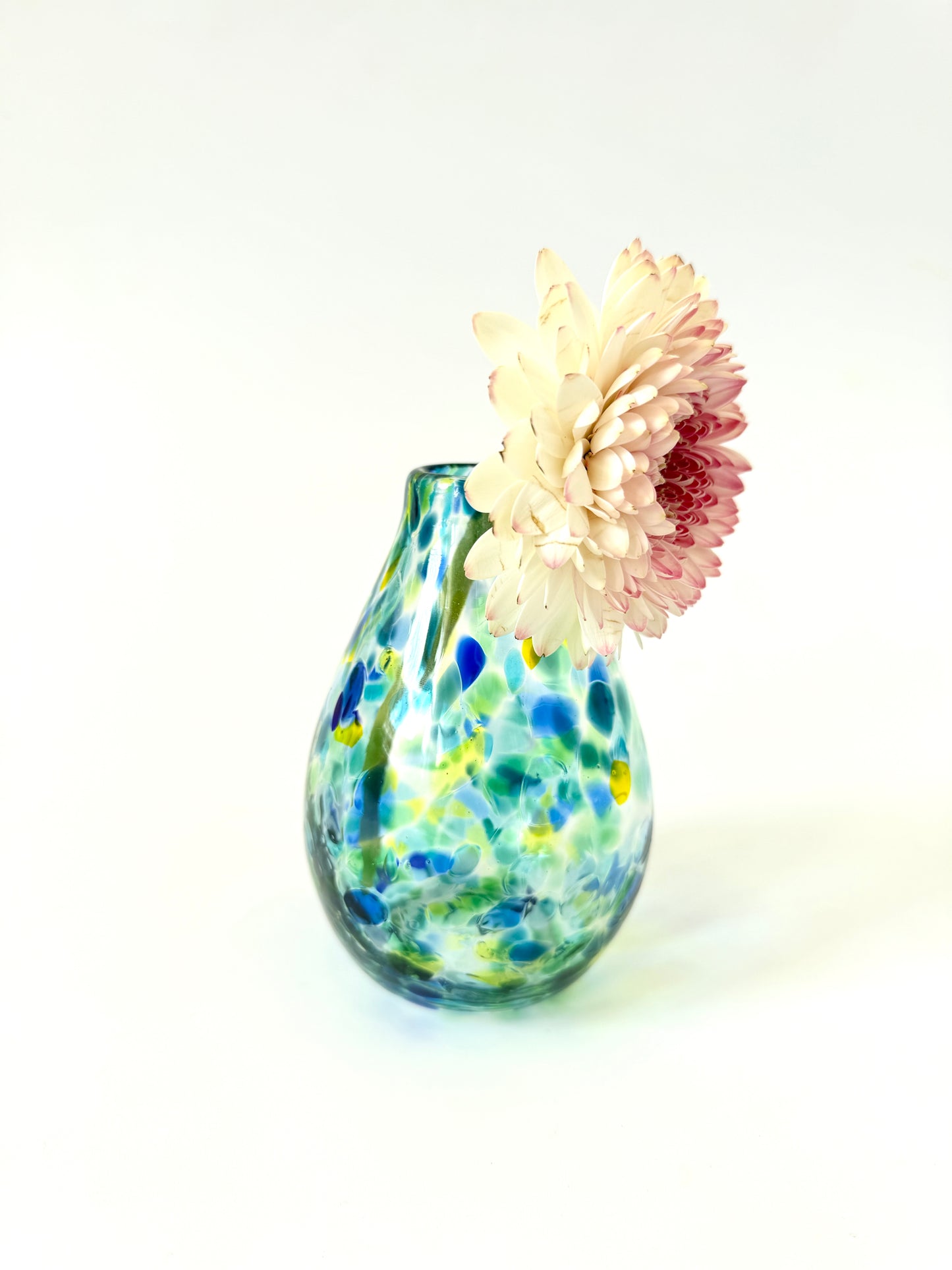 Handblown Glass Diffuser Vase - Teal/Blue Green with 2cm Opening