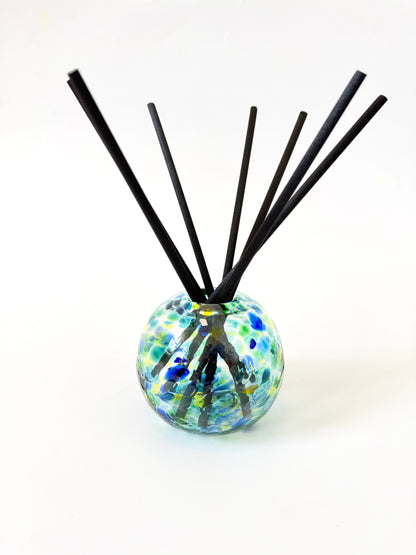 Handblown Glass Diffuser Vase - Teal/Blue Green with 2cm Opening