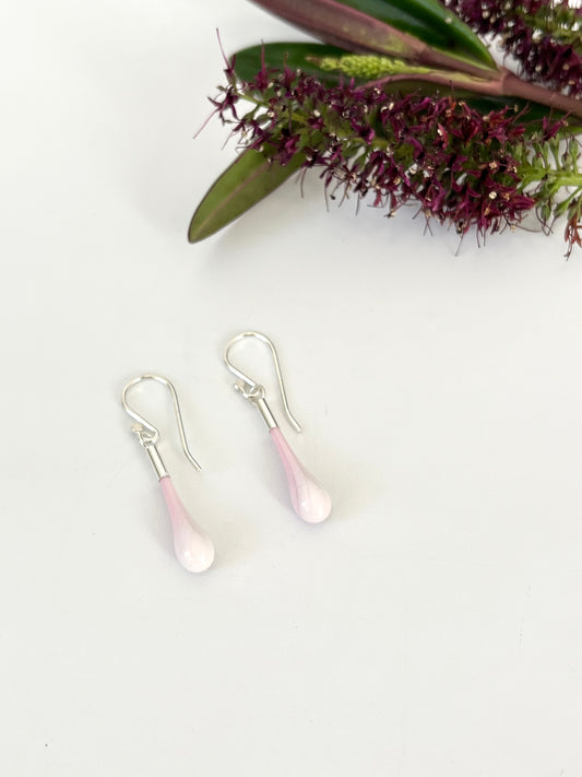 Glass Teardrop Earrings - Pastel Pink