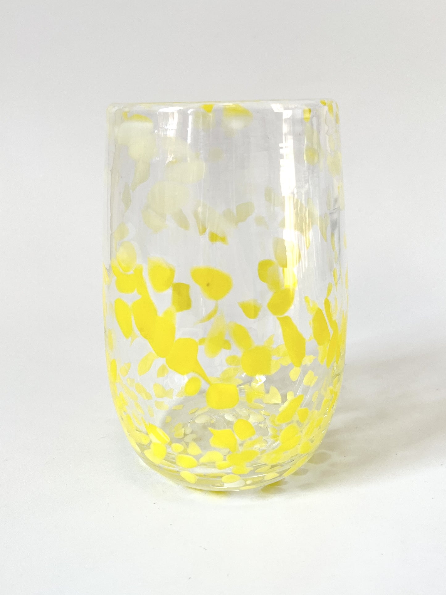 Handblown Glass Tumbler - Speckled New Light Yellow