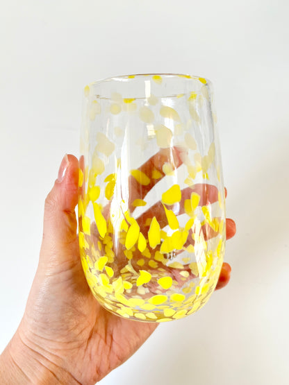 Handblown Glass Tumbler - Speckled New Light Yellow