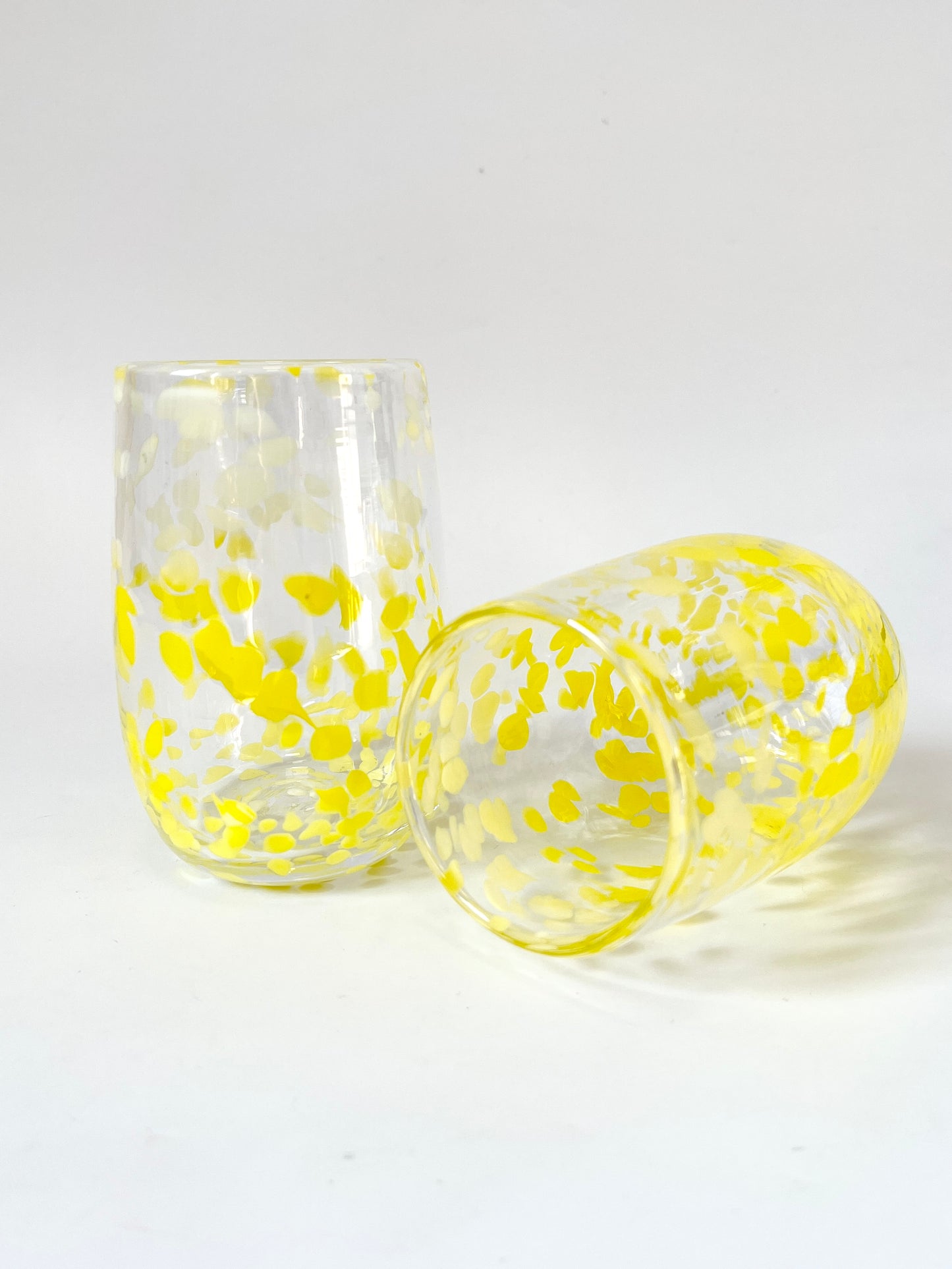 Handblown Glass Tumbler - Speckled New Light Yellow