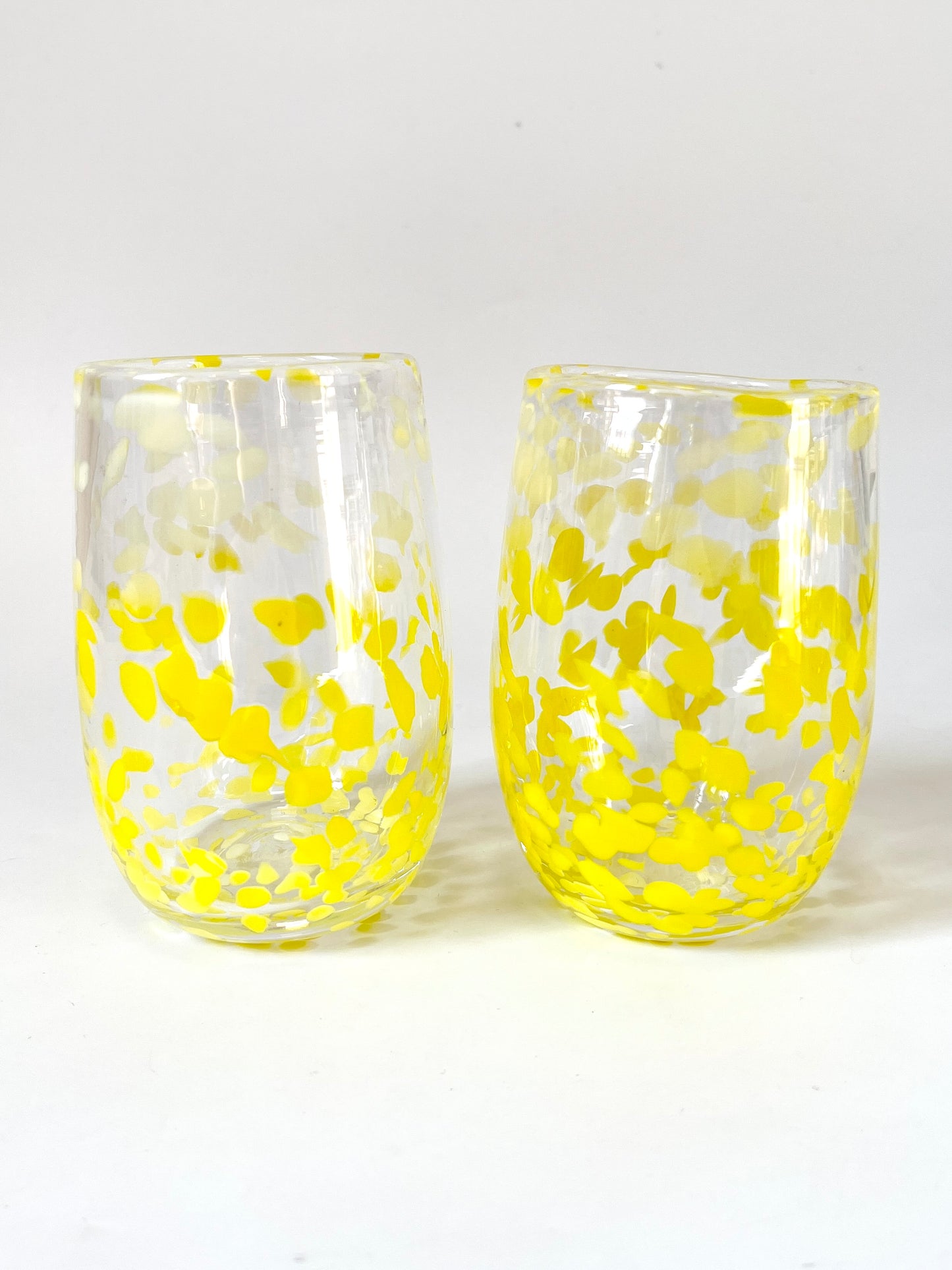 Handblown Glass Tumbler - Speckled New Light Yellow