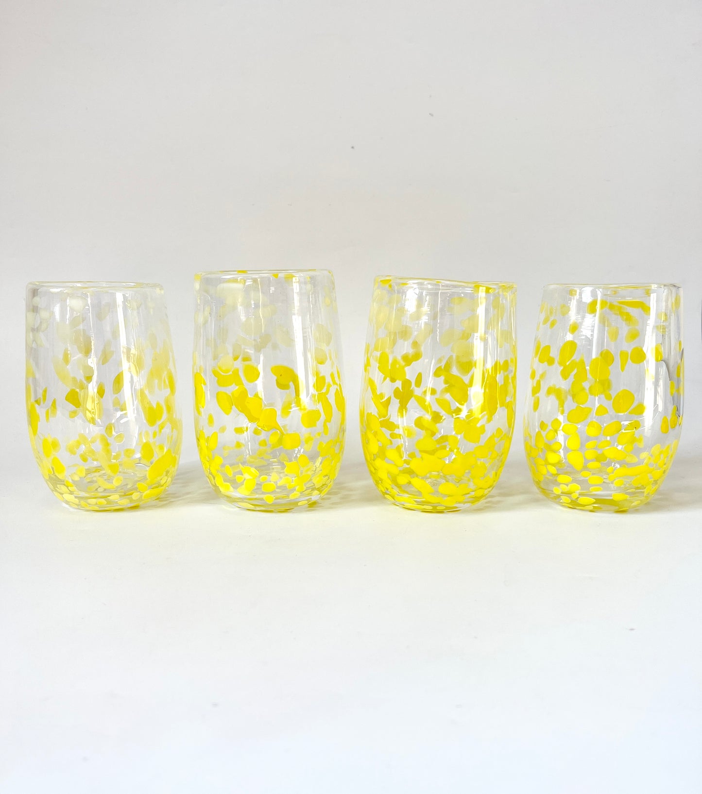 Handblown Glass Tumbler - Speckled New Light Yellow