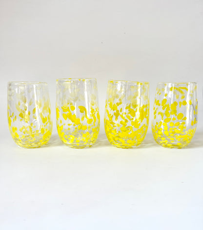 Handblown Glass Tumbler - Speckled New Light Yellow