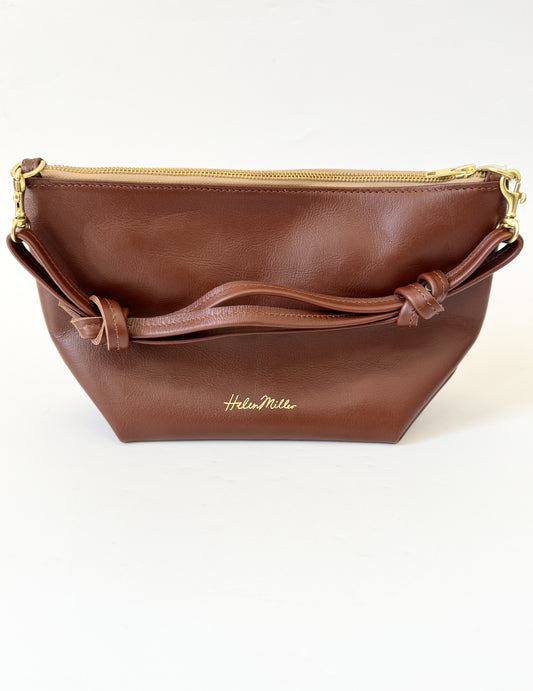 Mini Tuck Leather Handbag - Chestnut Brown Leather