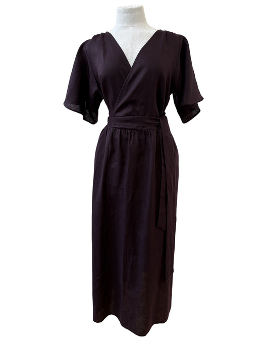 "Kelsey" Dress - Aubergine Linen