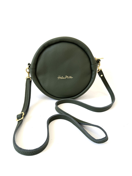 Round Disc Bag Handbag - Meadow Green Leather