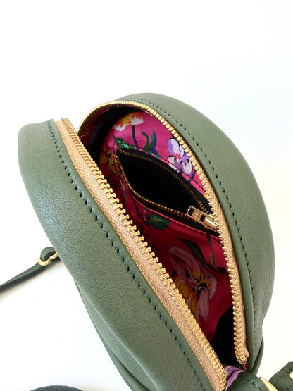Round Disc Bag Handbag - Meadow Green Leather