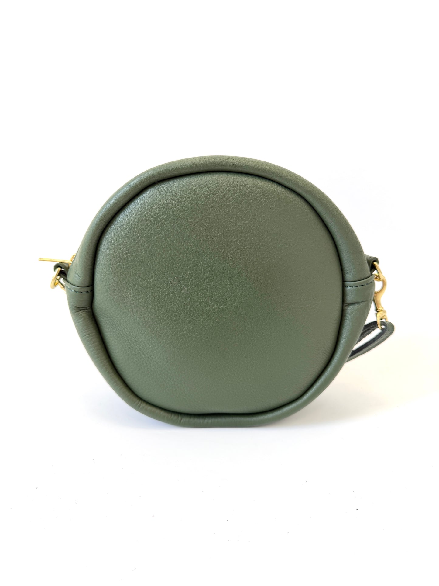 Round Disc Bag Handbag - Meadow Green Leather