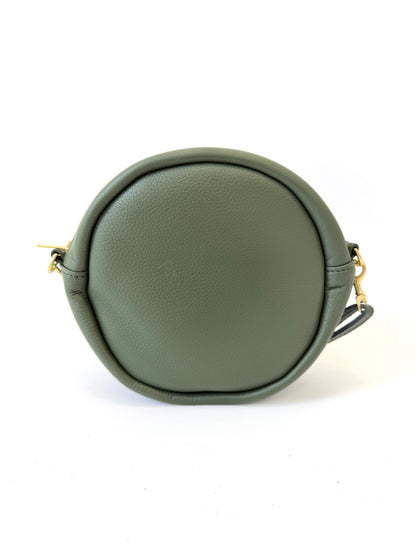 Round Disc Bag Handbag - Meadow Green Leather