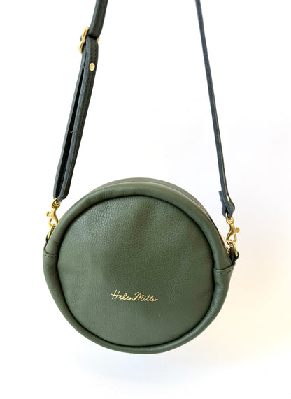 Round Disc Bag Handbag - Meadow Green Leather