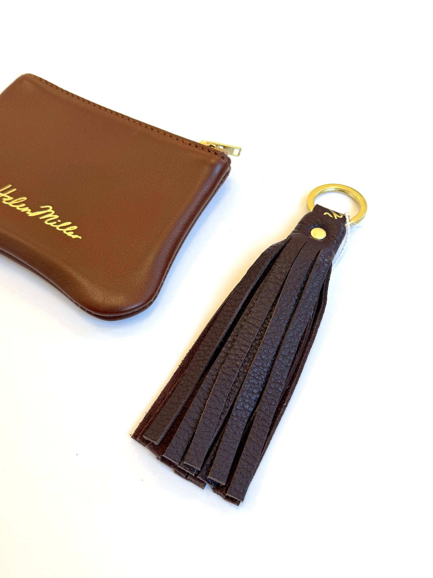 Leather Tassel Keyring - Dark Brown