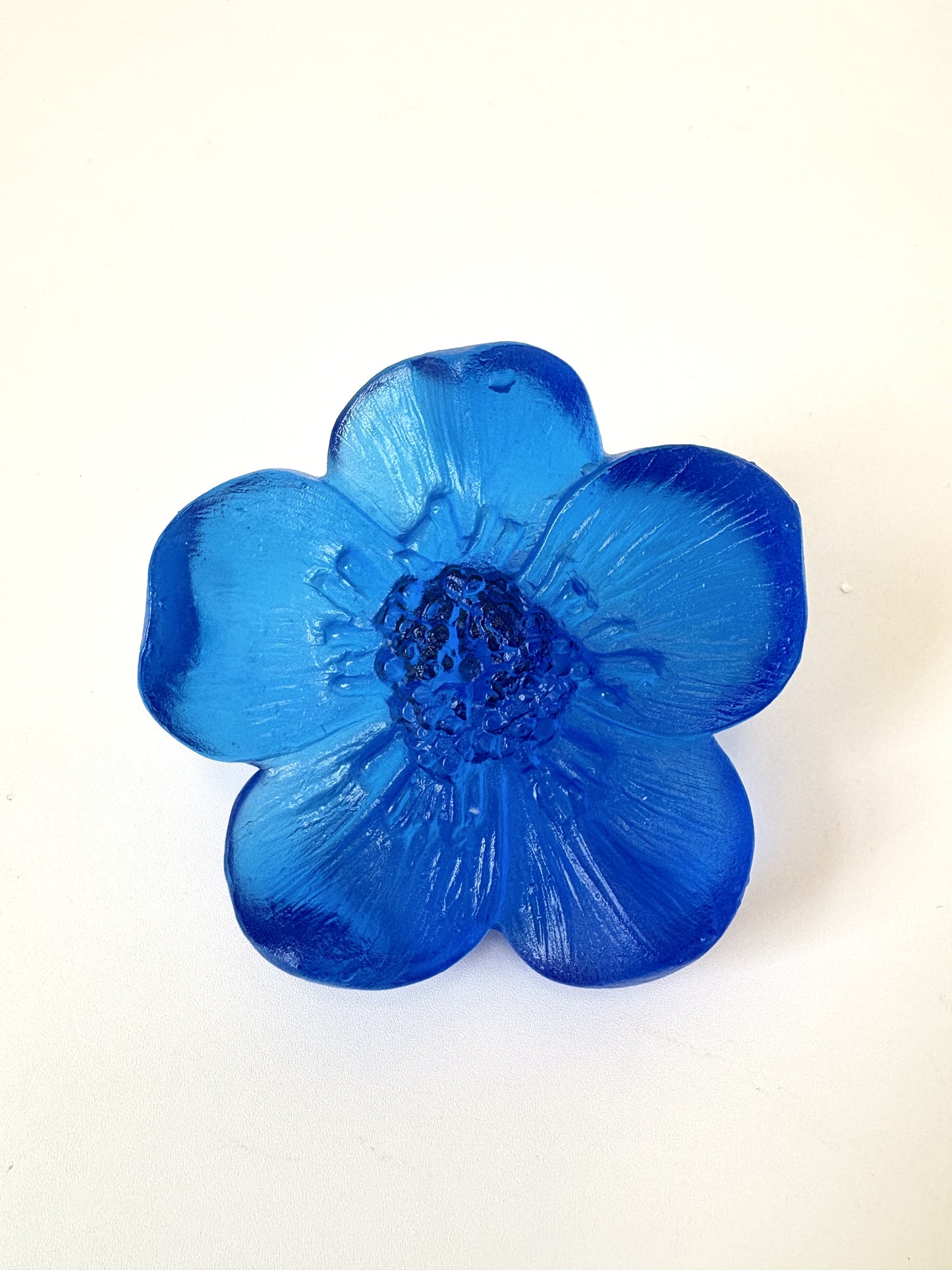 Cast Glass Buttercup Flower - Aquamarine - Garden Path Series