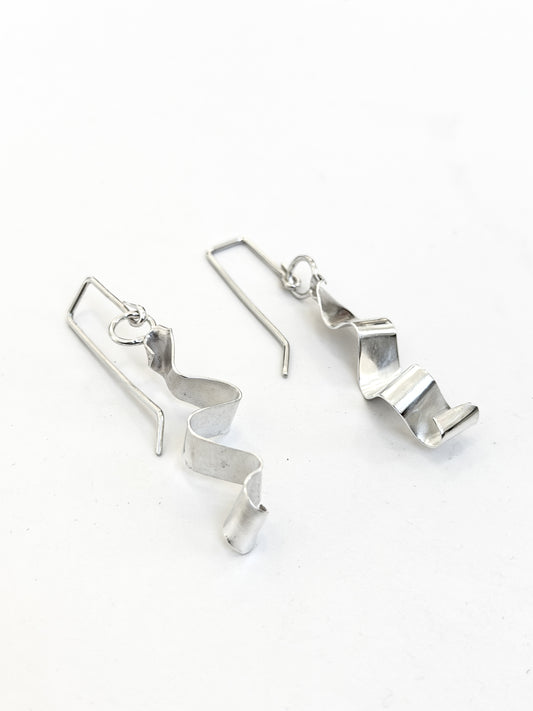 Silver Ribbon Earrings 5.8cm - inc exclusive