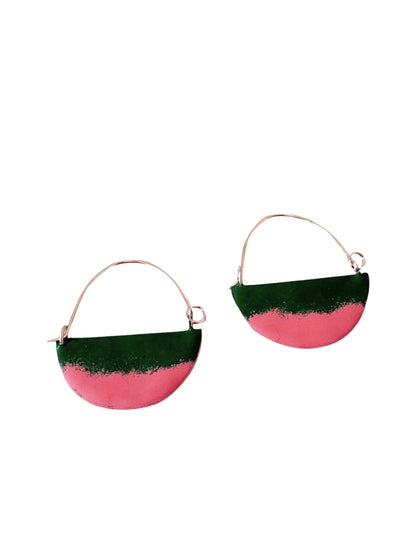 Landscape Earrings - Green / Pink