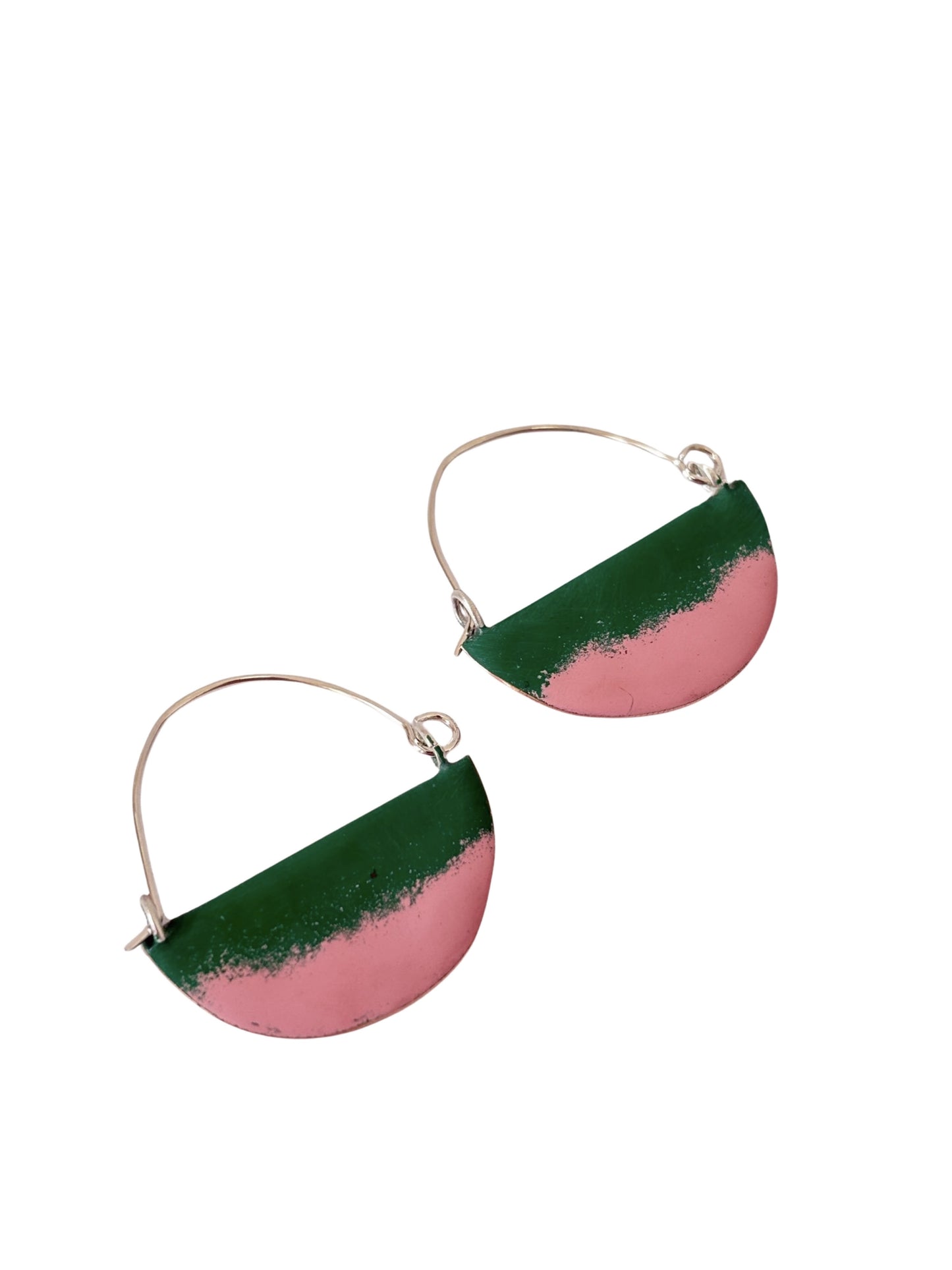 Landscape Earrings - Green / Pink