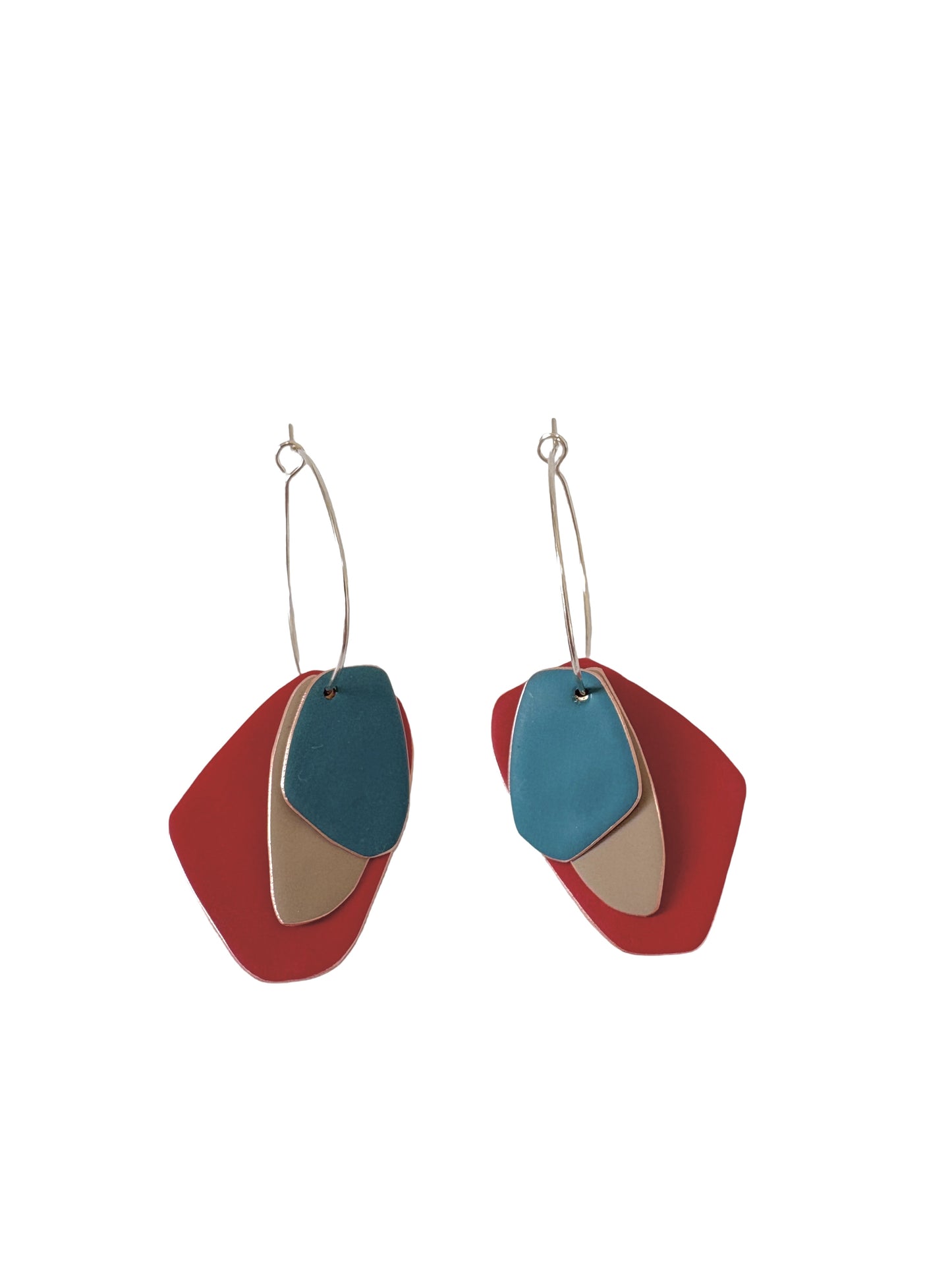 Lou Drop Earrings - Red, Sand, Dark Turquoise